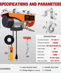 Beastly 1320 Lb Electric Hoist Winch With 13 Ft Remote Control, Zinc Plated Steel Wire Cable, 39.4 Ft Lift Reach diagram