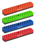 Magnetic Hex Bit Holder Rack Organizer With Magnet Base Pro Grade Four Racks 172 Hole Drill Bit Holder in red, green, blue