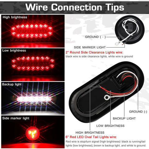 Two Pack Heavy Duty Trailer Light Steel Boxes Kit with LED lights showing wiring and brightness settings