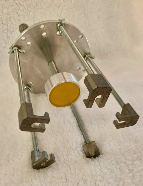 Ring Puller With Swivel Head For 3, 4 And 5 Blade Aircraft Propellers, 7 Inch Diameter, close-up of metal clamps and swivel base.