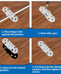 Step-by-step assembly guide for Heavy Duty Zinc Alloy Flip Top Hinges For Folding Tables, 3.1 X 1.18 Inch size.