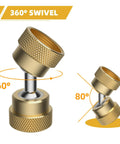 Swivel All Metal Garden Hose Adapter With Two Brass Adapters Three Quarter Inch Protector Heavy Duty Faucet Connector 360 Degree Swivel No Slip Diamond Embossed Brass Corrosion Resistant Built To Last, brass swivel fitting