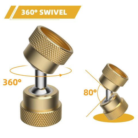 Swivel All Metal Garden Hose Adapter With Two Brass Adapters Three Quarter Inch Protector Heavy Duty Faucet Connector 360 Degree Swivel No Slip Diamond Embossed Brass Corrosion Resistant Built To Last, brass swivel fitting