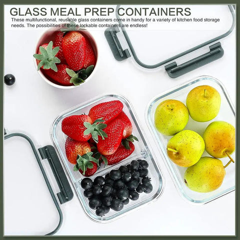 Glass Meal Prep Containers 10 Pack 30 Oz With Lids Airtight Food Storage For Grab And Go Lunches And Leftovers Microwave Safe