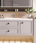 Modern bathroom vanity with Matte Black Cabinet Knobs Set Of 5 1.27 Inch Round Drawer Pulls For Kitchen Cabinets