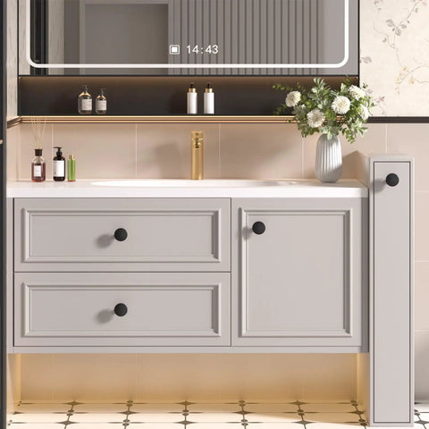 Bathroom vanity with Matte Black Cabinet Knobs Set Of 50 With Screws 1.27 Inch Round Dresser Drawer Pulls for Modern Hardware