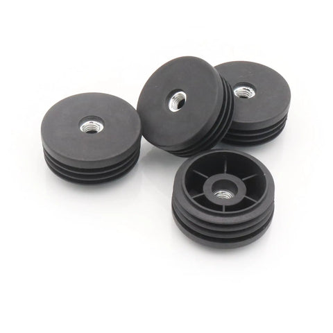 Six Pack Round Tube Plugs With M8 Threads 50mm Diameter Furniture Leg Caps Black Plastic Nut Plugs For Casters And Adjustable Pads Durable End Caps Bundle Pro Grade