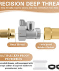 2 Pack 304 Stainless Steel Garden Hose Shut Off Valve 3/4 Inch GHT Ball Valve Beefy Heavy Duty Water Shut Off Connector For Outdoor Hoses Rust Proof Corrosion Resistant Built To Last, deep thread close-up
