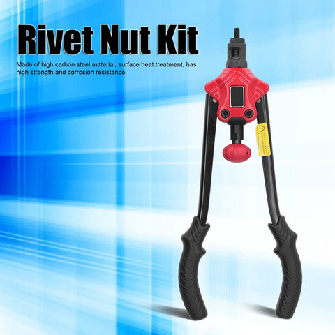 Rivet Nut Gun Kit For M3 To M12 Sizes, High Carbon Steel Hand Riveting Pliers with durable handle, blue background
