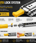 Beefy 500 Lbs Drawer Slides With 3 Fold Full Extension Rugged Steel Cabinet Rails For Heavy Gear Smooth Glide Secure Locking Non Removable Lock Industrial Grade Performance auto lock system close-up