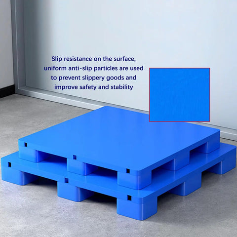 Built Tough Blue Plastic Pallet With Anti Slip Surface, Heavy Duty Polyethylene Dunnage Rack, Moisture Proof, Way Entry Design