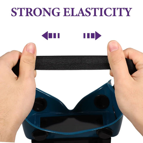 Heavy Duty Auto Darkening Welding Goggles With Clear Blue Lens For Arc And TIG Welding showing strong elastic band for comfort and fit.