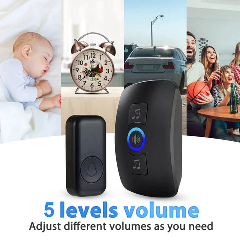 Wireless Doorbell Kit With 60 Chimes And 5 Volume Levels Plus Mute, 1000ft Long Range, featured with sleeping baby and lifestyle scenes