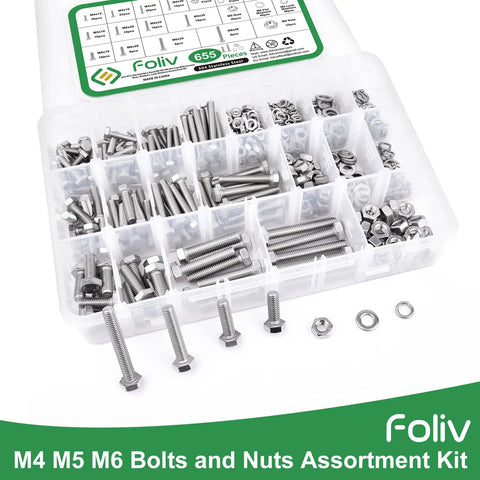 Tough As Nails Heavy Duty Bolts And Nuts Kit 304 Stainless Steel Assortment open case with M4 M5 M6 bolts and nuts