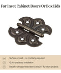 Heavy Duty Antique Brass Butterfly Cabinet Door Hinges Pack Of Two Surface Mount Furniture Hardware With Screws For Woodworking Builds And Crafts That Look Super Sick, detailed front view.