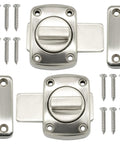 Tough As Nails 180 Rotary Bolt Latches Brushed Zinc Alloy Cabinet Hardware with screws, 55mm x 40mm size for secure storage.