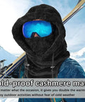 Warm Fleece Ski Mask With Windproof Coldproof Shield For Men And Women One Size Fits All Black Cozy Arctic Wool Face Cover