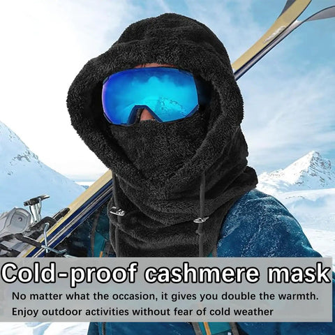 Warm Fleece Ski Mask With Windproof Coldproof Shield For Men And Women One Size Fits All Black Cozy Arctic Wool Face Cover