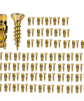 Close-up of 30-pack Hinge Repair Screw Set With Expandable 6x14mm Thread Restoration For Cabinets And Doors, Pro Grade DIY Kit