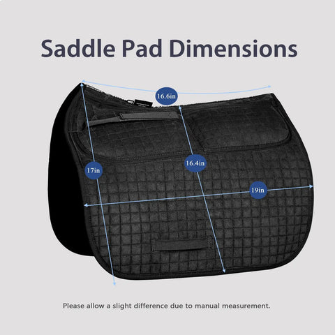 Diamond Quilted Dressage Saddle Pad With Four Pockets And Foam Inserts, Customizable Cushioning 17x16.4x19 inches black
