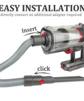 Flexible Extension Hose Attachment For Cordless Vacuum Cleaners Compatible With V15 V15s Gen5 V12 V11 V10 V9 V8 V7 Models showing easy installation