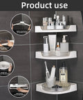 Super Sturdy Premium Three Tier Corner Shower Caddy With Slick 360 Spin Lazy Susan Tray And No Fuss Wall Mount in bathroom
