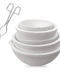 Six Pack Quartz Ceramic Crucible Set With Seven Point Eight Seven Inch Crucible Tong for Jewelry Casting and Refining