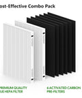 2 Pack Replacement Filters For Fellowes AeraMax 190 200 DX55 DB55 Purifiers OEM Compatible High Efficiency Filter And Activated Carbon Pre Filter Bundle Part 9287101 9324101 showing two HEPA filters and six pre-filters