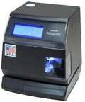 Top Shelf Automatic Electronic Date And Time Stamp Machine Made In Usa With Fifty Plus Preset Formats Custom Three Line Imprints, black and sleek design.