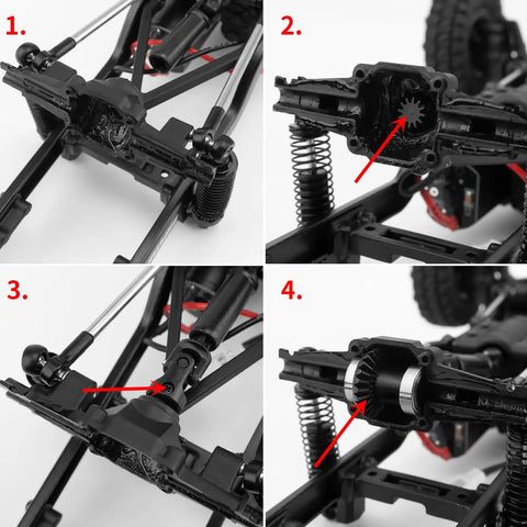 Beefed Up Steel Axle Gear Set For 1 24 RC Crawler Upgrade Pack includes helical gears installed on RC axle system