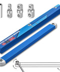Front view of blue 15-inch offset extension wrench with chrome 1/2, 1/4, and 3/8 square-drive adapters