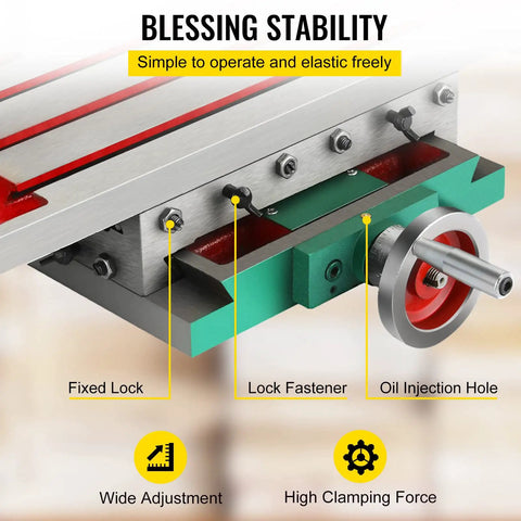 Close-up of Heavy Duty Milling Working Table For Milling And Drilling Machines Cross Table, showing adjustment and lock points.