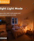 EOSMILE 3 Inch White LED Recessed Lighting with Night Light, 6 Pack illuminating a child's bedroom at night.