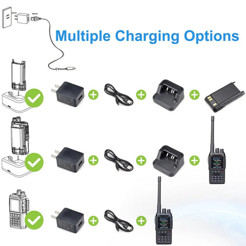 Dual Band DMR Handheld Radio AT-D168UV VHF/UHF Digital and Analog Transceiver With APRS charging options