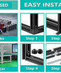 Black Anodized 2020 T Slot Aluminum Extrusion Rails Pack of Four 300mm Long European Standard For 3D Printers CNC Machines And DIY Builds Heavy Duty Aluminum Rails For Smooth Motion installed on 3D printer and workbench frames