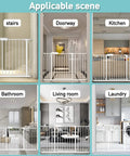 Extra Wide Baby Gate 38.6 To 43.3 Inches Walk Through Pressure Mount Auto Close White Metal Gate for various home scenes