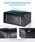 Rugged 4U Wall Mount Server Cabinet With Lockable Glass Door And Heavy Steel Frame Designed For IT Network Gear, ventilated design.