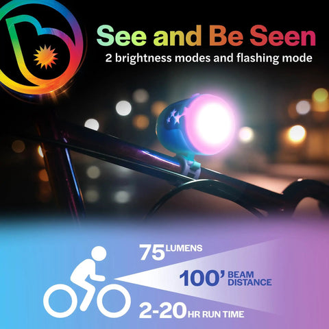 Kids LED Bike Light Set Front Headlight And Rear Tail Light Rechargeable for Night Riding with star pattern on handlebar