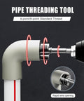 Dual Function Pipe Thread Cutter For Internal And External Threads Drill Compatible PVC Threader Kit One Half Inch And Three Quarters Inch Rethreading Tool For DIYers And Pros Silvery Finish attached to pipe