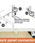 Back panel connectors for Rattan Buffet Cabinet With Storage Galore And Adjustable Shelves For Kitchen Living Room And Dining Room Farmhouse Modern Wood Sideboard Cupboard For Coffee Bar Station