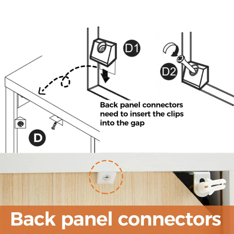 Back panel connectors for Rattan Buffet Cabinet With Storage Galore And Adjustable Shelves For Kitchen Living Room And Dining Room Farmhouse Modern Wood Sideboard Cupboard For Coffee Bar Station