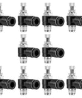 10 Pack Pneumatic Air Flow Control Valves One Quarter Inch Tube OD And One Eighth NPT External Threads 90 Degree Elbow Fittings