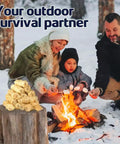 Family enjoying a campfire using 72 Pack Extra Long Fire Starters For Grill Fireplace Camping And Survival Kit With 12 Minute Burn Natural Pine Wood And Food Grade Wax Waterproof Odorless Safe For BBQ Pizza Oven Chimney Indoor And Outdoor Use.