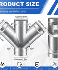 4 Inch W Shaped Dust Collection Fitting Heavy Duty Galvanized Steel 4 Way Duct Splitter Vent Connector dimensions diagram