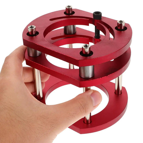 Getajghsd Iron Router Table Lifting System Base for Precision Slotting, red adjustable lift platform in hand.