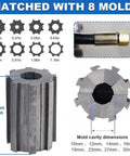 Badass Heavy Duty Hydraulic Hose Crimper With Seven Forged Steel Die Sets And Magnetic Quick Swap Molds for 10 to 30mm tube sizes.