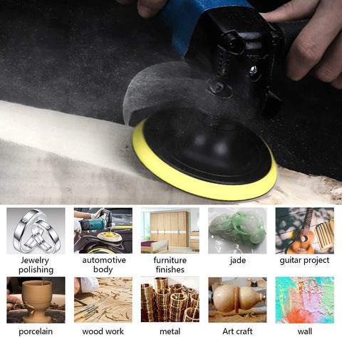 50 Piece 5 Inch Hook And Loop Sanding Disc Set With Grits 3000 4000 5000 7000 And 10000 Extra Fine Wet And Dry Sandpaper in use on wood