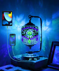 7 Color Mosaic Table Lamp With 360 Degree Rotating Color Changing Glass Handmade Antique Boho Bedside Lamp With 2 USB Ports
