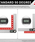 Heavy Duty 90 Degree Corner Clamps For Woodworking 4 Pack 5.5 Inch Aluminum Right Angle Squares measuring 90 degrees.