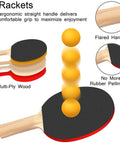 Portable Ping Pong Paddle Set With Retractable Net 2 Rackets 3 Balls Carry Bag featuring multi-ply wood construction and grip details